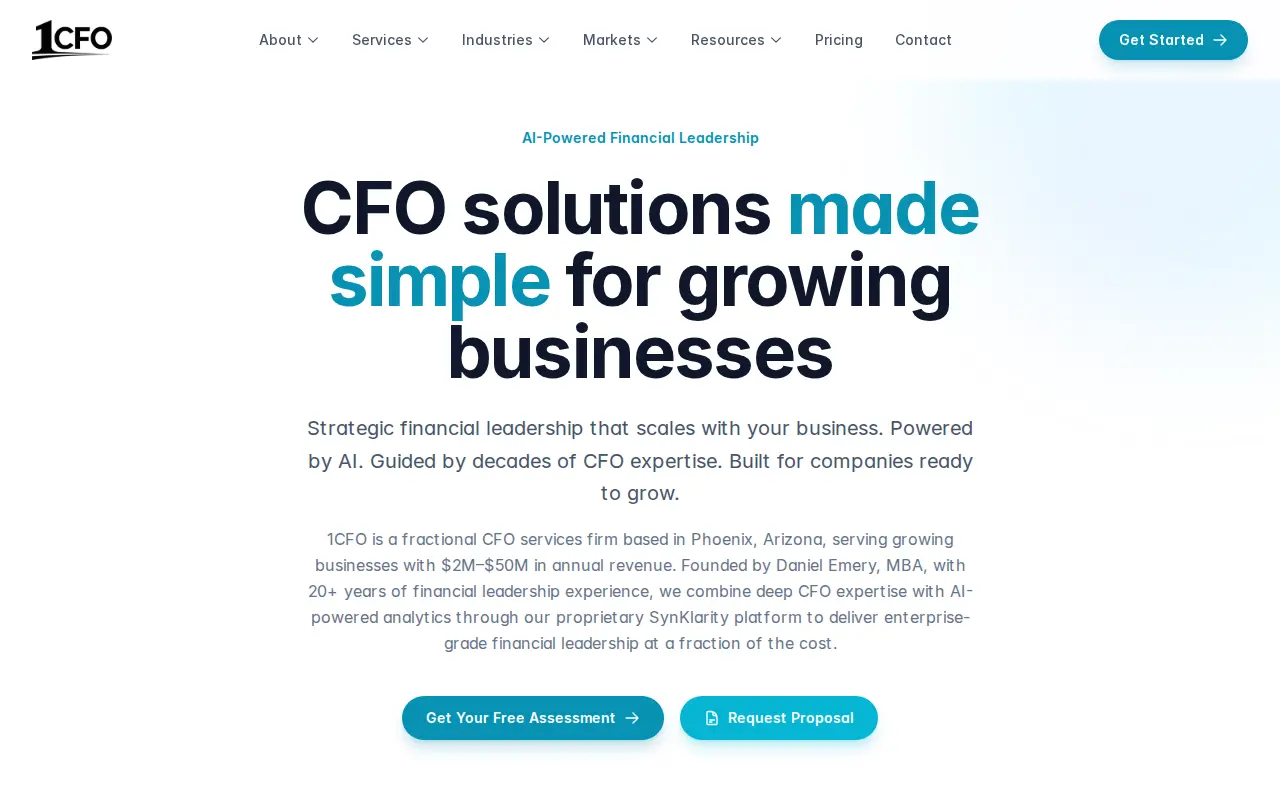 1CFO website homepage