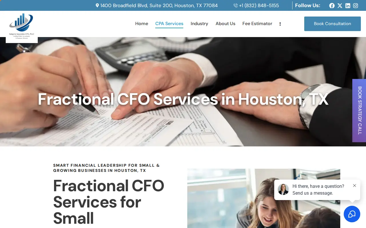 Saluja & Associates CPA website homepage