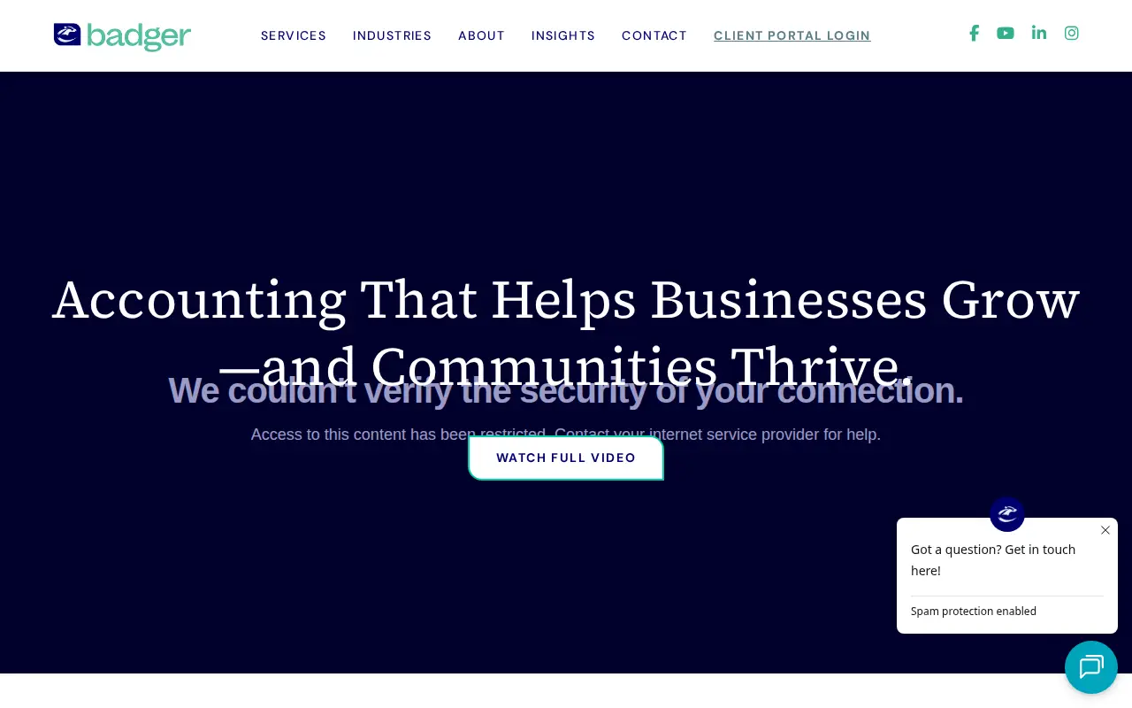 Badger CPA website homepage