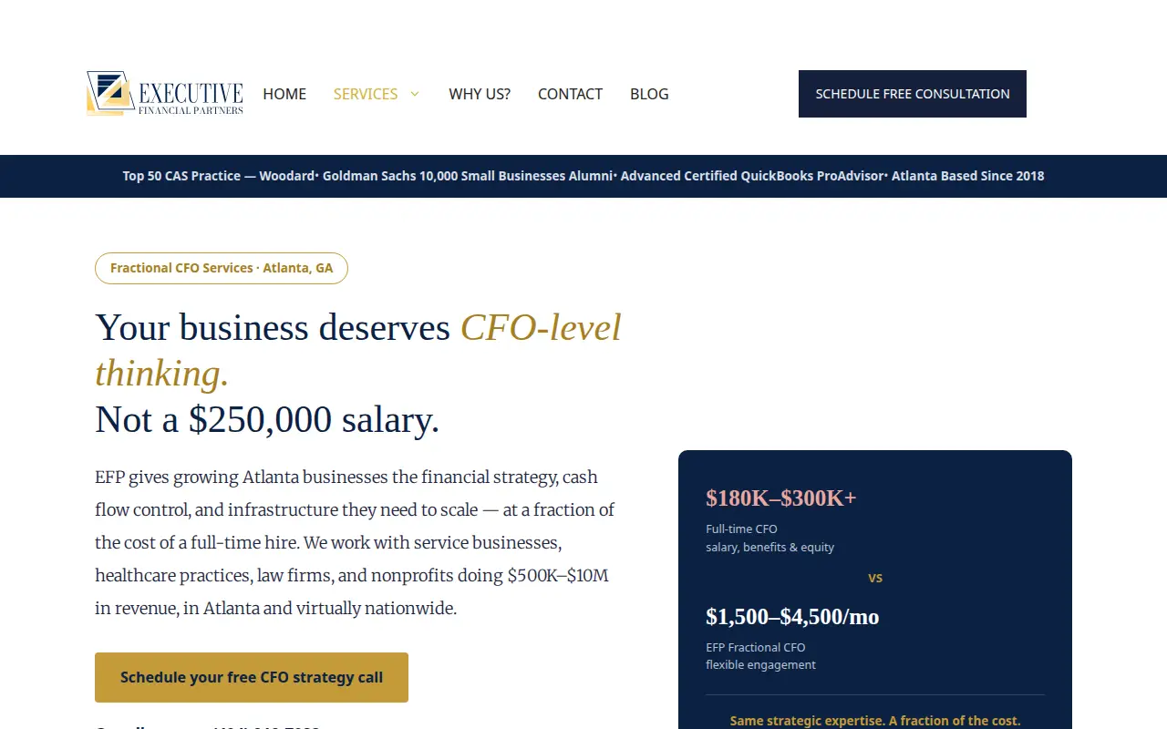 Executive Financial Partners website homepage