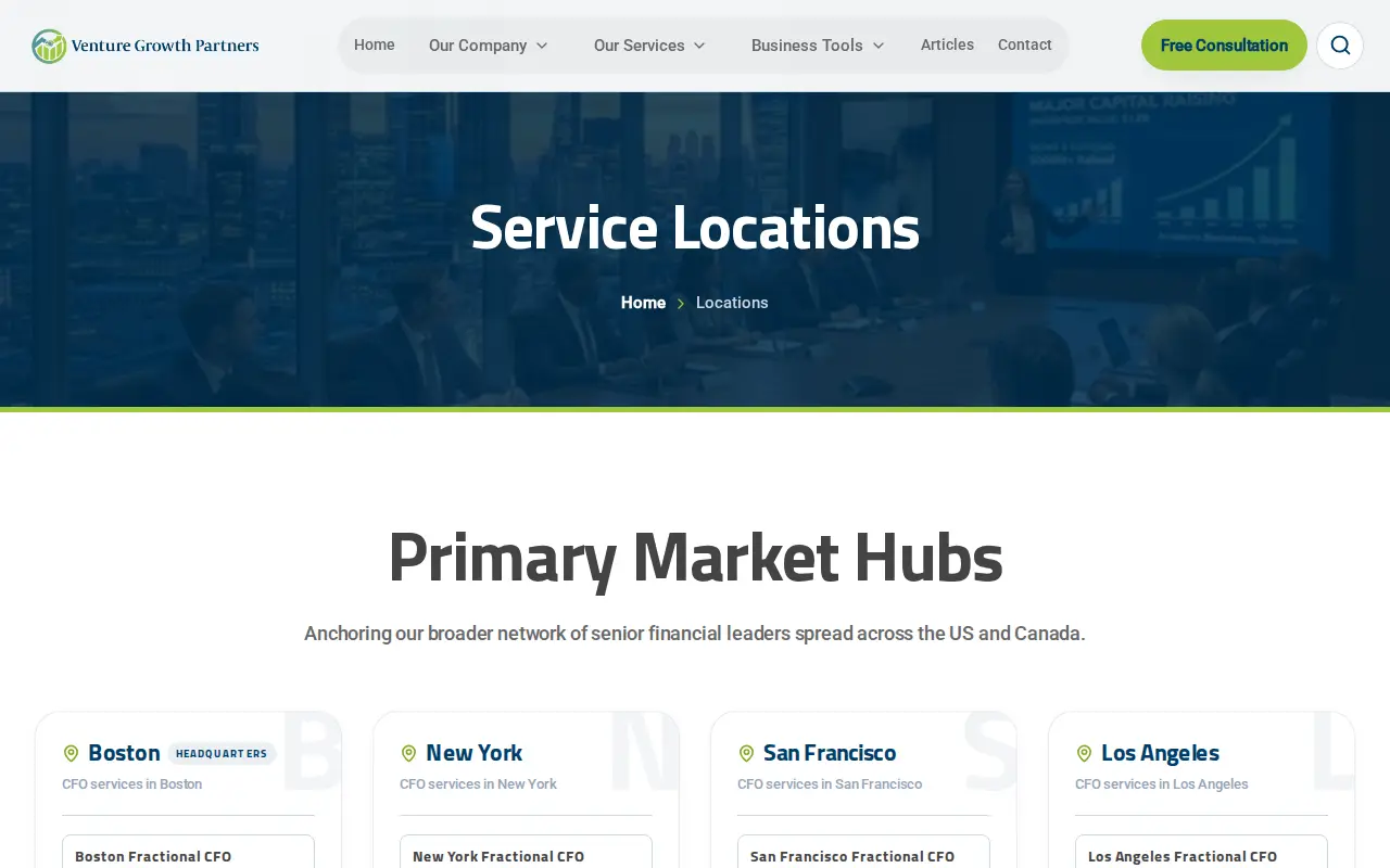 Venture Growth Partners website homepage