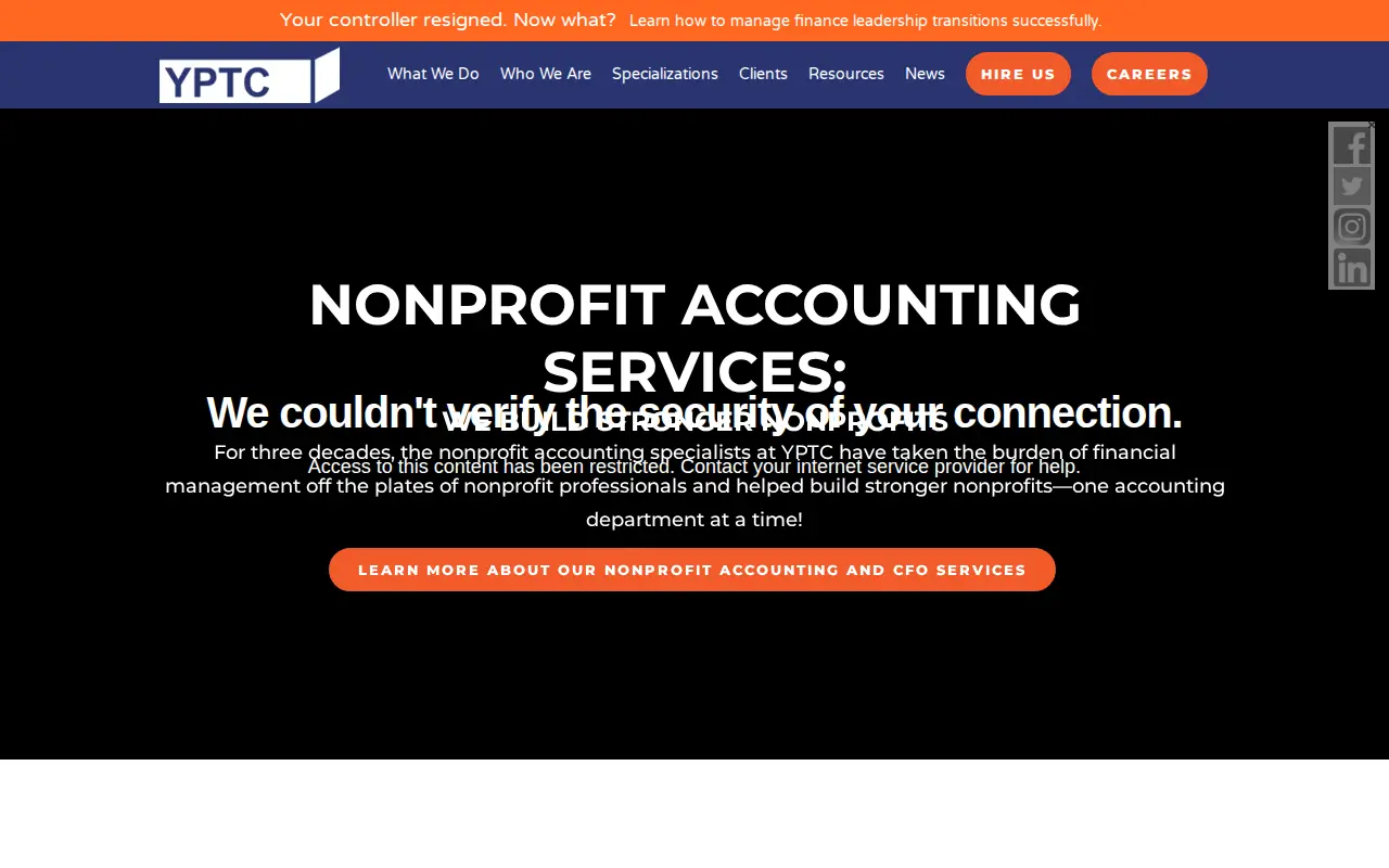 YPTC website homepage